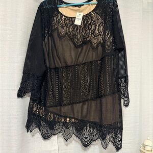 Lane Bryant Black Lace Blouse
